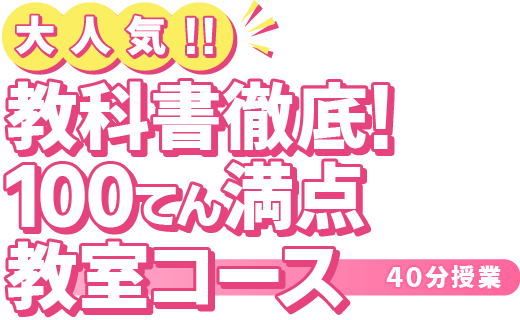 〈大人気!〉教科書徹底!100てん満点教室コース(40分授業)